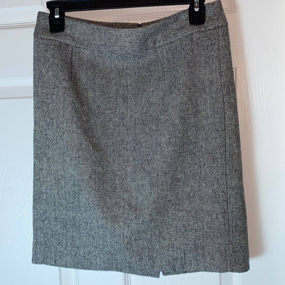 Banana Republic Women 0 Herringbone Pencil Skirt Lined Slit Office Career Preppy